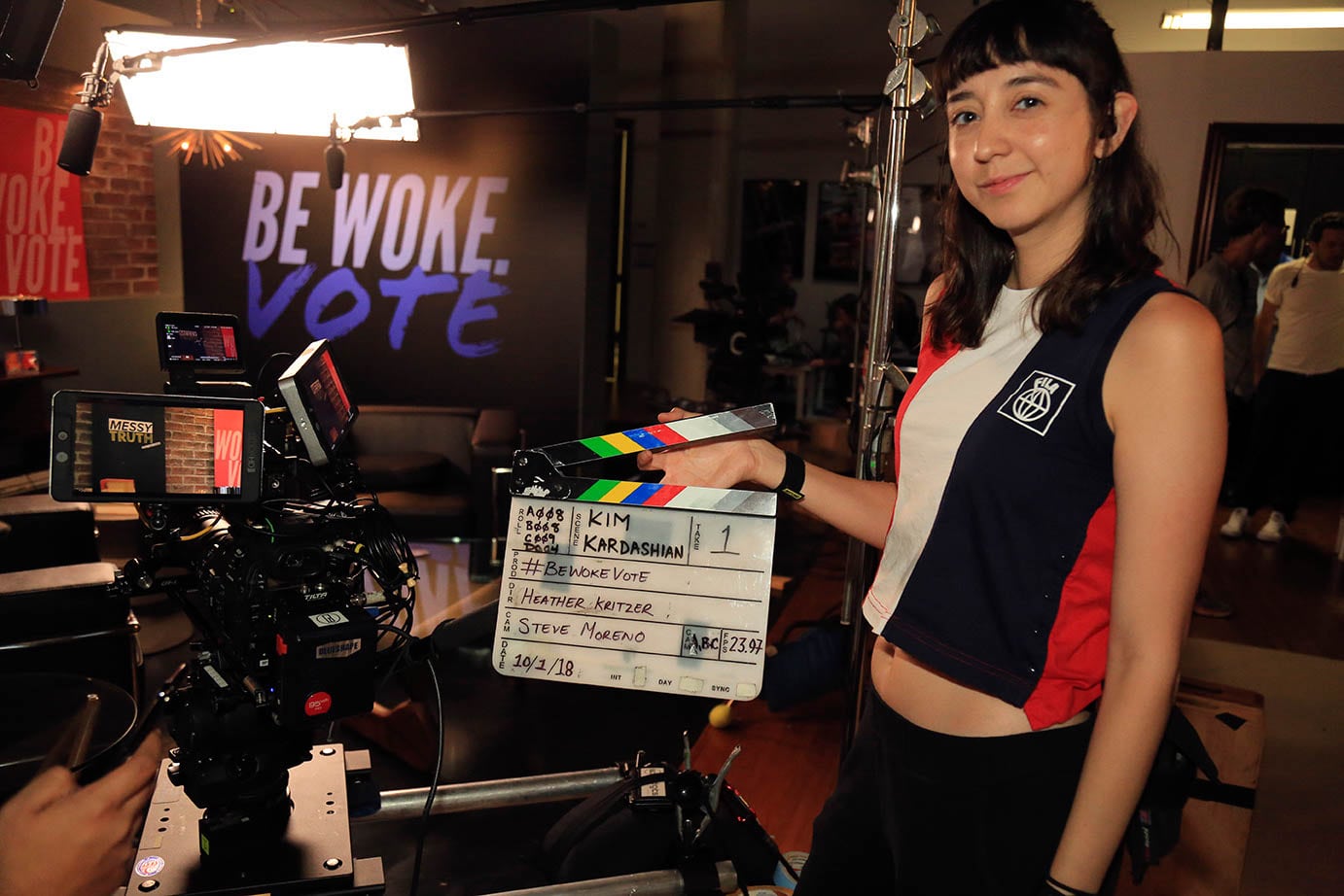 The camera slate for Kim Kardashian's episode of The Messy Truth