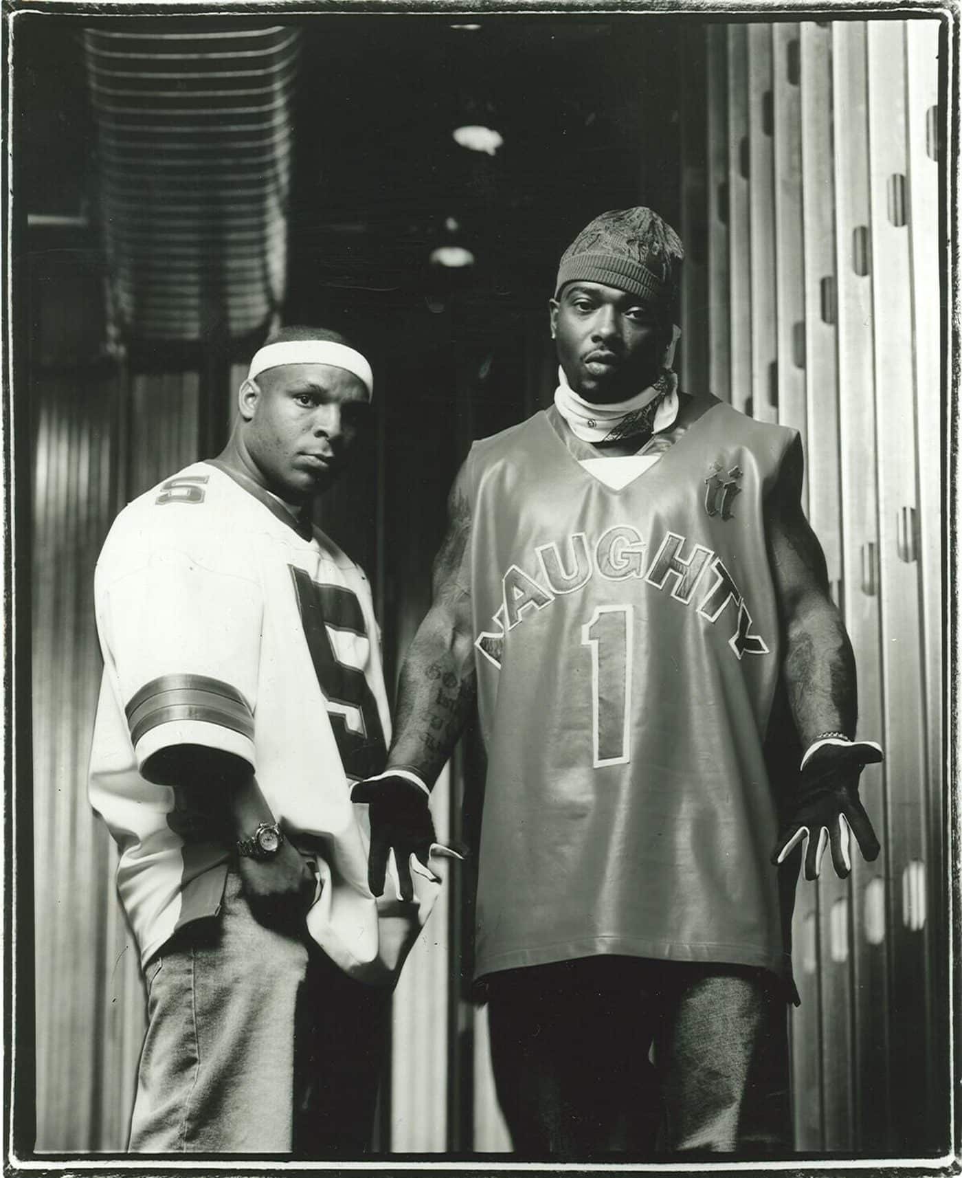 Naughty by Nature press photo, in black and white