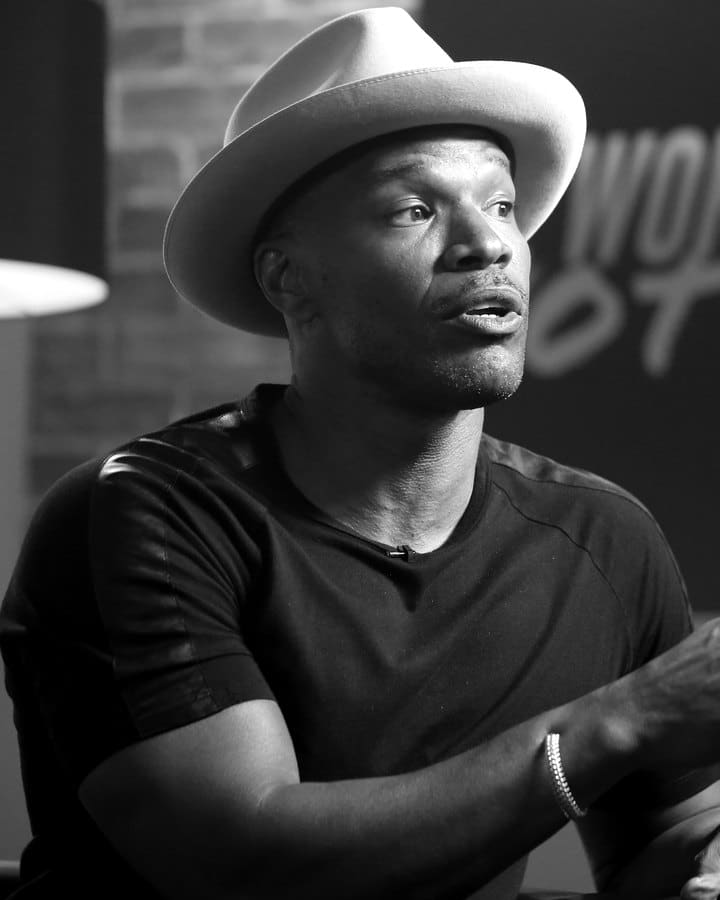 Jamie Foxx on the Be Woke.Vote set in 2018, in black and white