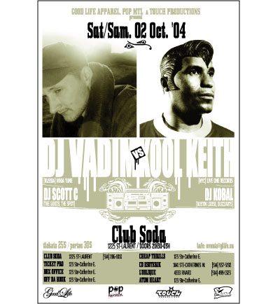 Event poster for DJ Vadim and Kool Keith in Montreal, 2004