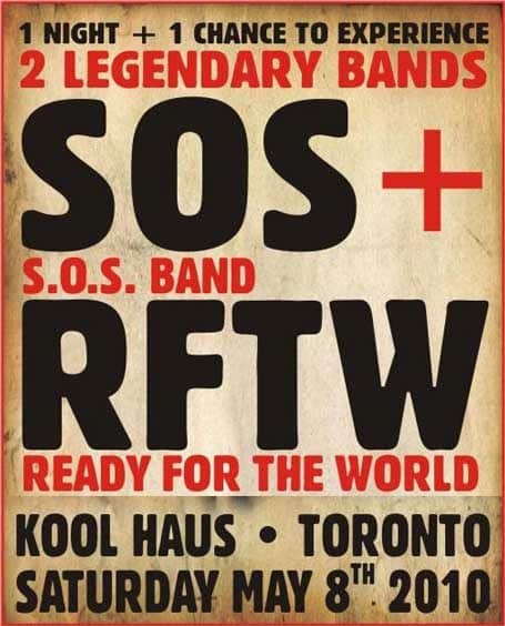Event flyer for The S.O.S. Band in Toronto, 2010