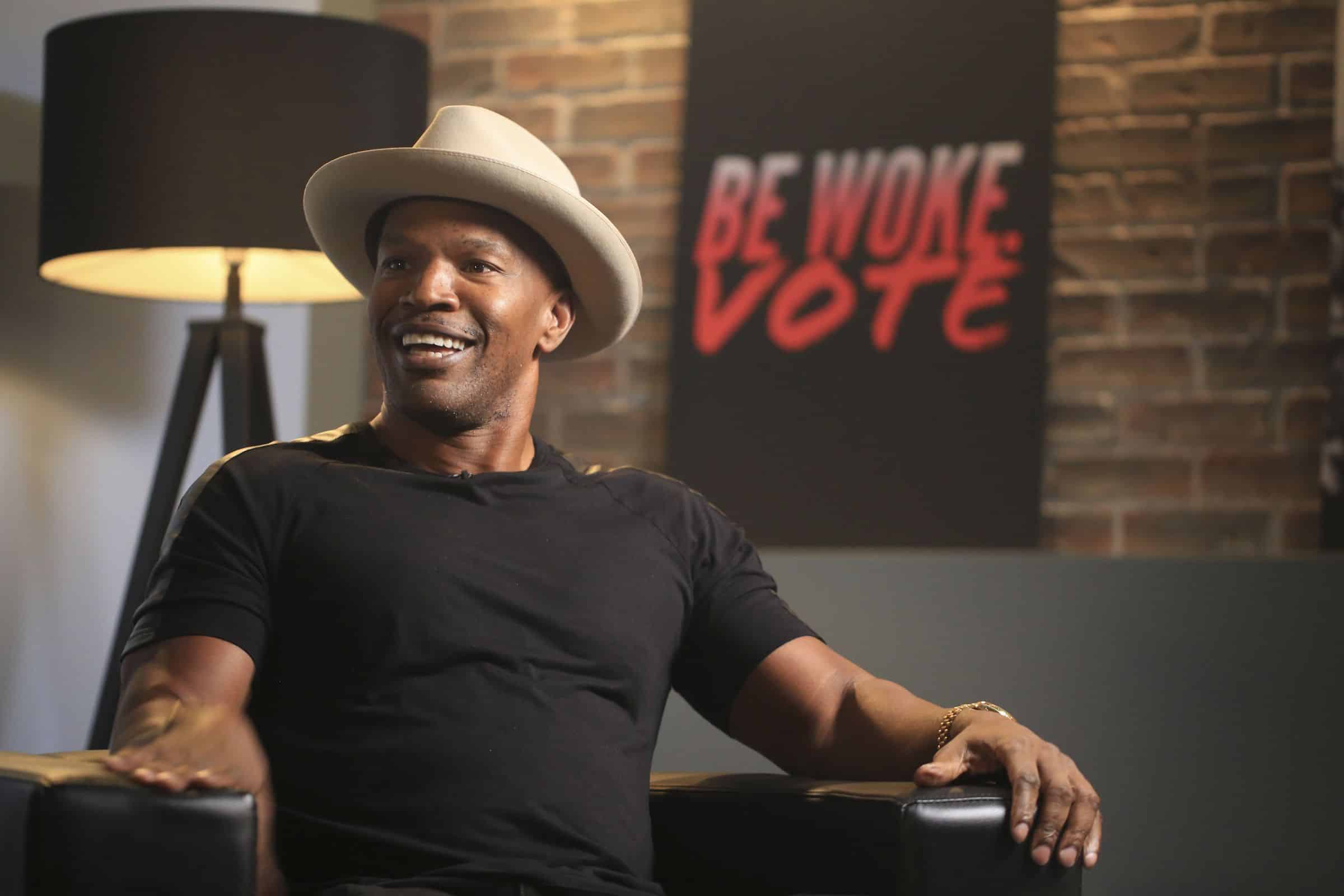Jamie Foxx in a filmed interview on the Be Woke.Vote set